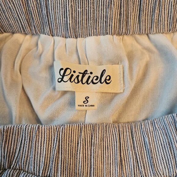 Listicle Striped Wide-Leg Pants - Navy/White - Size Small - Picture 7 of 11